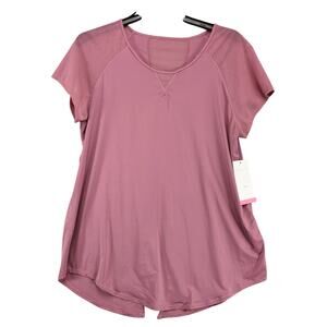 NWT Queenie Ke Pink Yoga Top Women's XXL Open & Mesh Back Lightweight Airy Gym